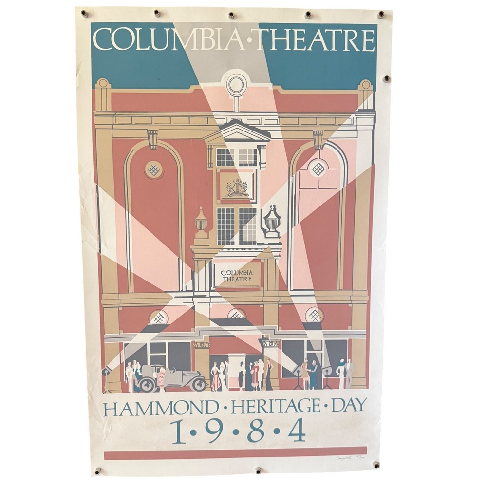 Vintage 1984 Hammond Heritage Day Columbia Theatre Poster Art Deco 16x24